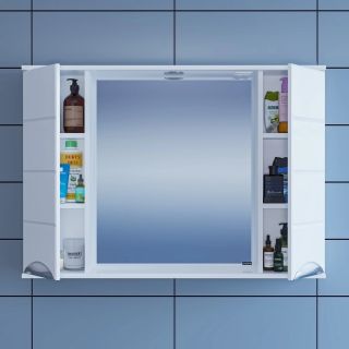 Зеркальный шкаф с подсветкой СанТа Родос 106018 100см белый